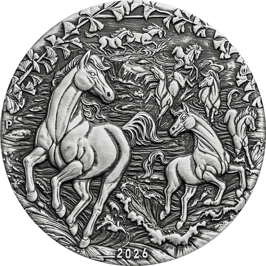 Front of Silver Lunar III Horse 2 oz - AF 2026