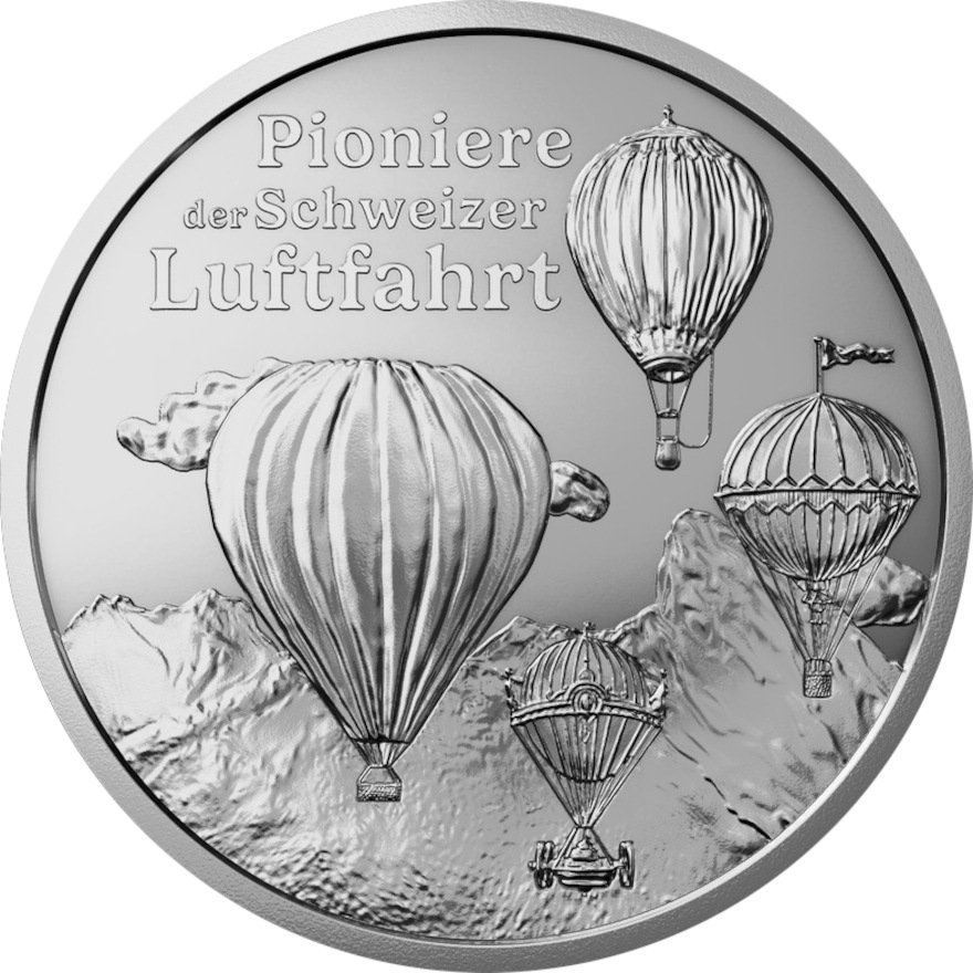 Front of Silver “Pioneers of Swiss Aviation” 20 g – 2025