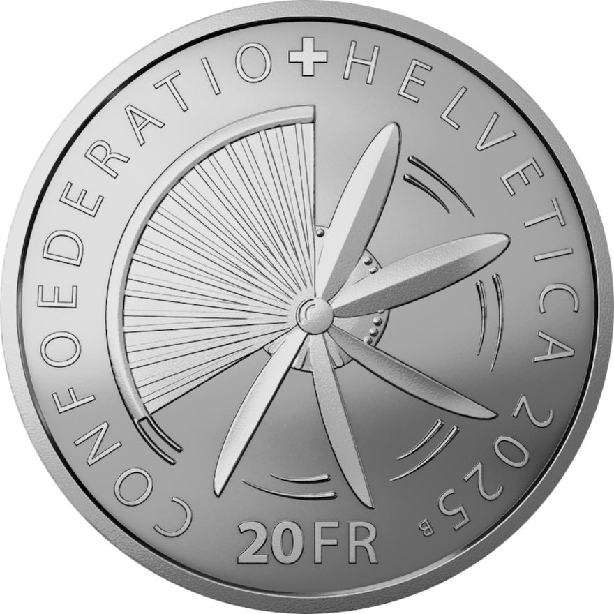 Back of Silver “Pioneers of Swiss Aviation” 20 g – 2025