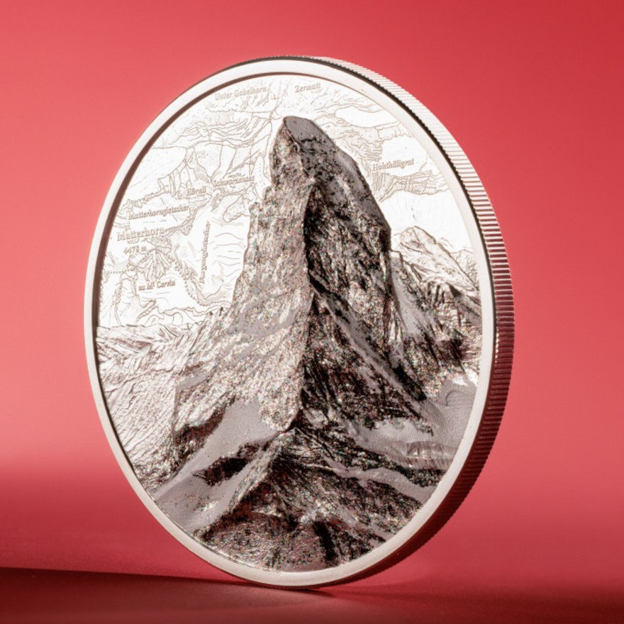 Side view of the Silver Matterhorn 1 oz PP - Ultra High Relief 2025