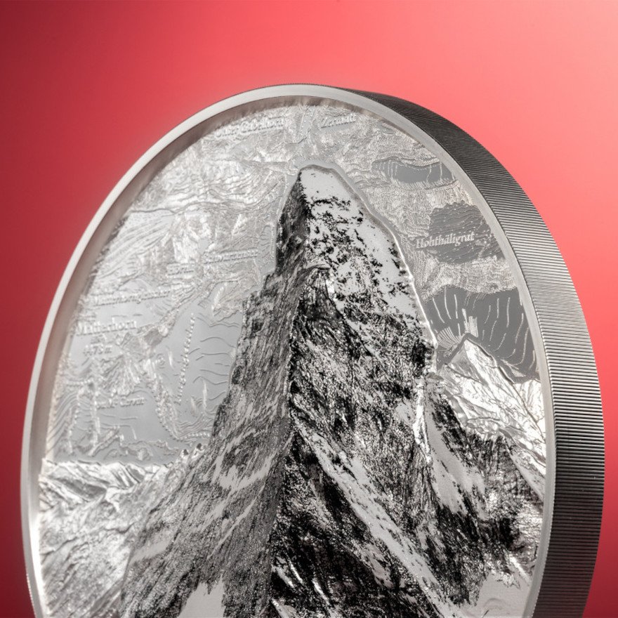 Side view of the Silver Matterhorn 2000 g -  Ultra High Relief 2025