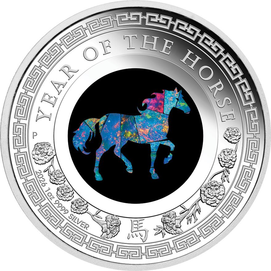 Front of Silver Opal Horse 2026 1 oz