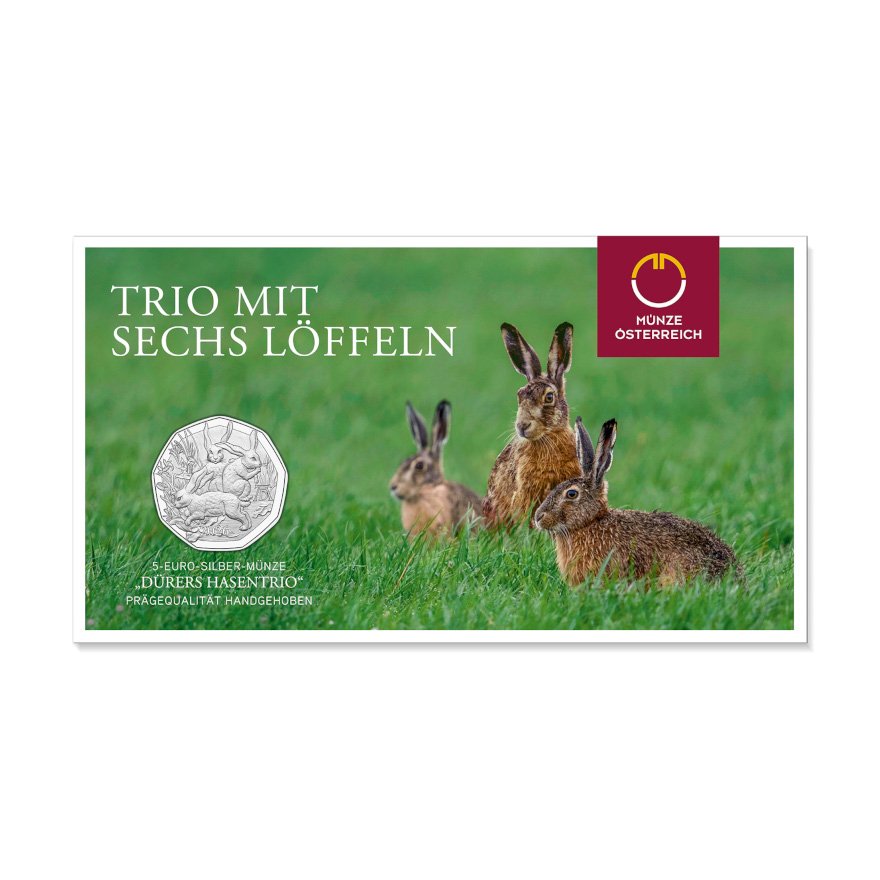 Booklet of Silver Easter coin “Dürer’s Trio of Rabbits” 5 EUR HGH AUT – 2026