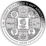 Silber H.M. Queen Elizabeth II 1 oz PP - 100th Anniversary - 2026 Front of Silver HM QE 100th Anniversary 1 oz Proof 2026