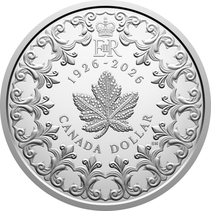 Front of Silver QEII 100 Anniv. Proof 2026 
