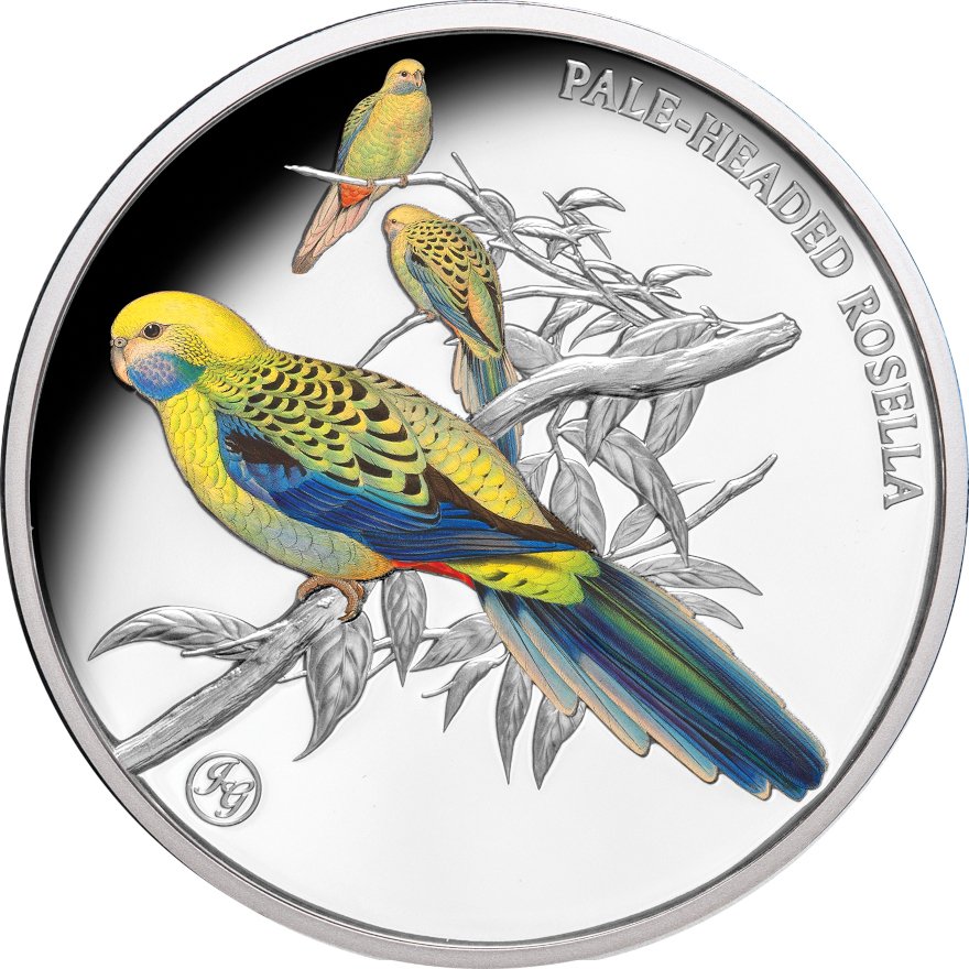 Front of Pale-Headed Rosella 1 oz Proof