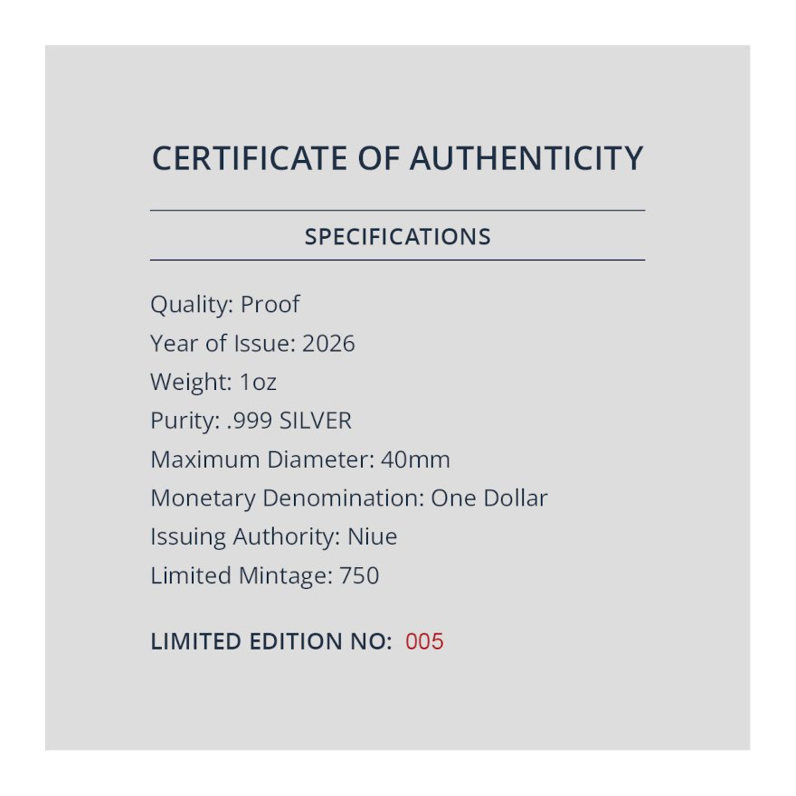 COA (Back) of Pale-Headed Rosella 1 oz Proof