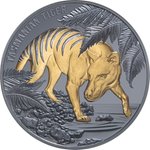 Silber Tasmanischer Tiger 1 oz Black Proof - Teilvergoldet 2026 Front of Silver Tasmanian Tiger 1 oz Black Proof