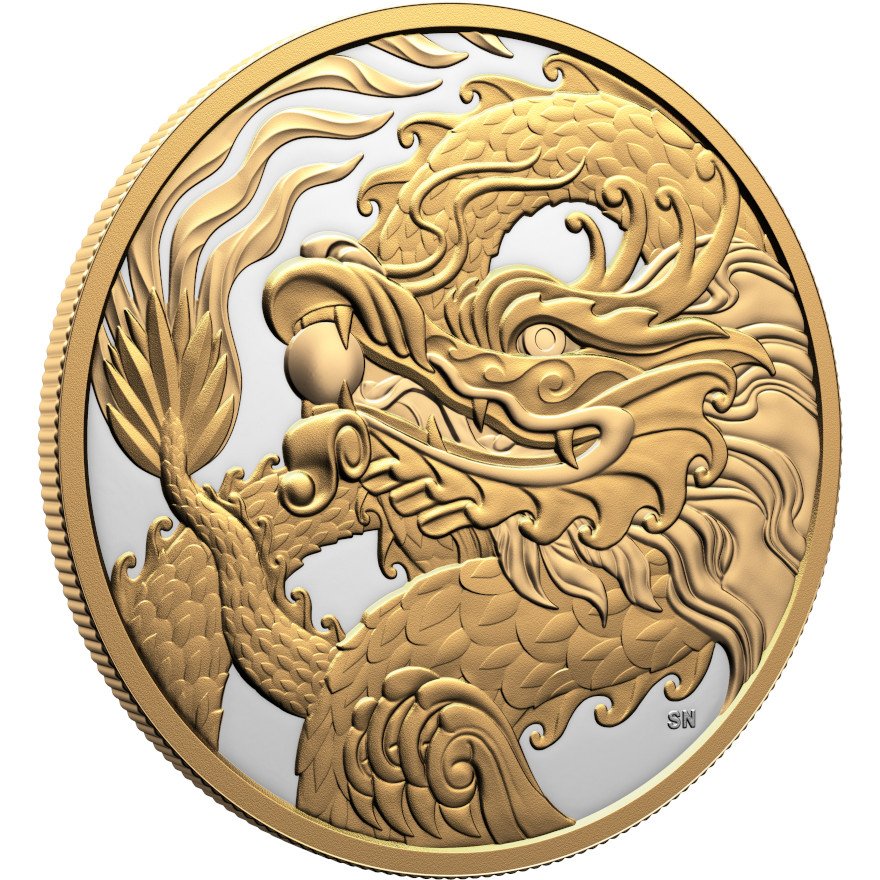 Side view of Silver Triumphant Dragon 5 oz 2026