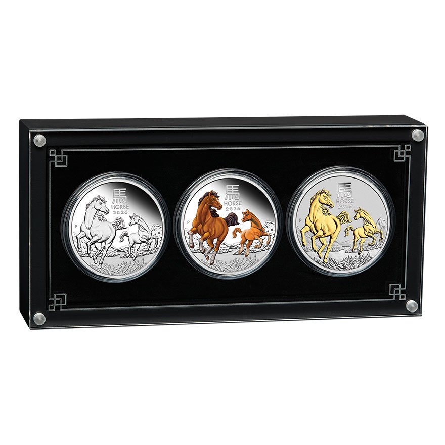 Coins in Coin Case of the Silver Lunar III Trio PF - Horse 2026