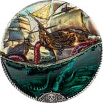 Front of the Silver Underwater Fantasy – Sea Monster 3 oz - Antique Finish 2025