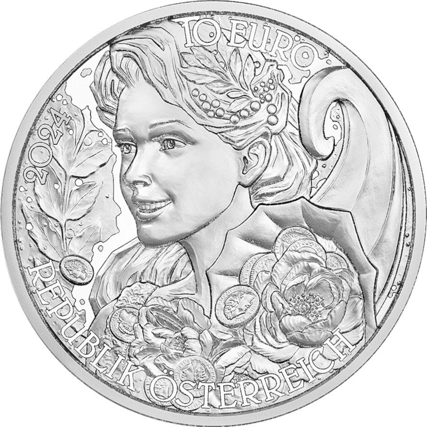 View 2: Silver The Peony 10 EUR PF AUT - 2024