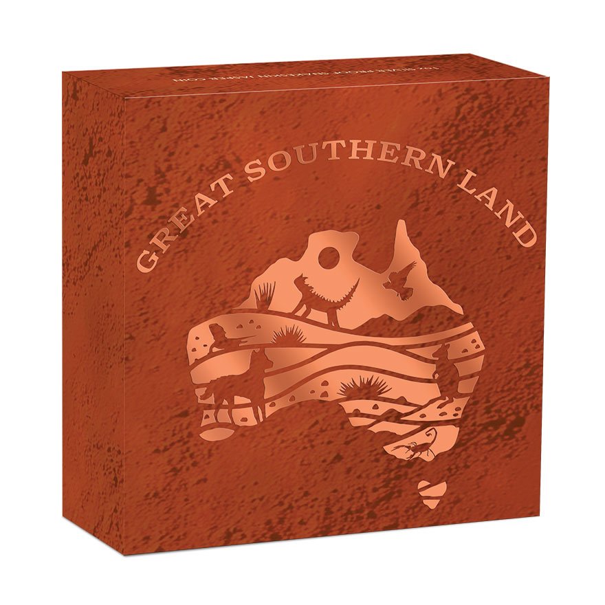 Box of Silver Great Southern Land 1 oz PF - Snakeskin-Jaspis Coin