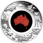 Front of Silver Great Southern Land 1 oz PF - Snakeskin-Jaspis Coin