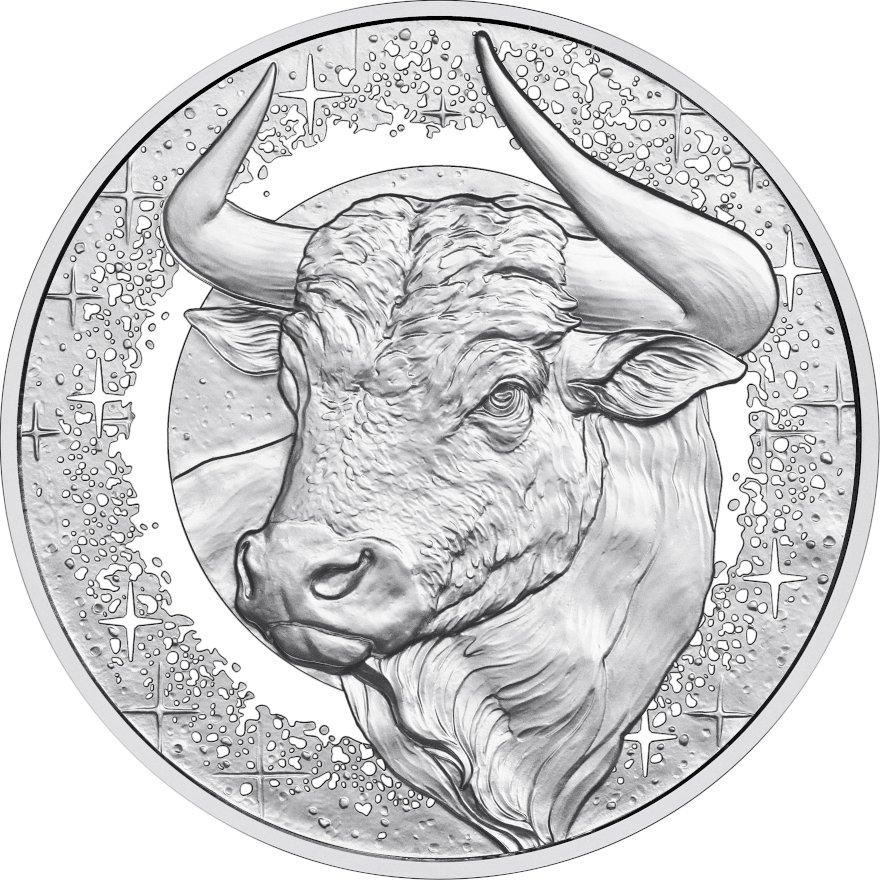 Front of Silver Taurus Proof 2026 Zodiac