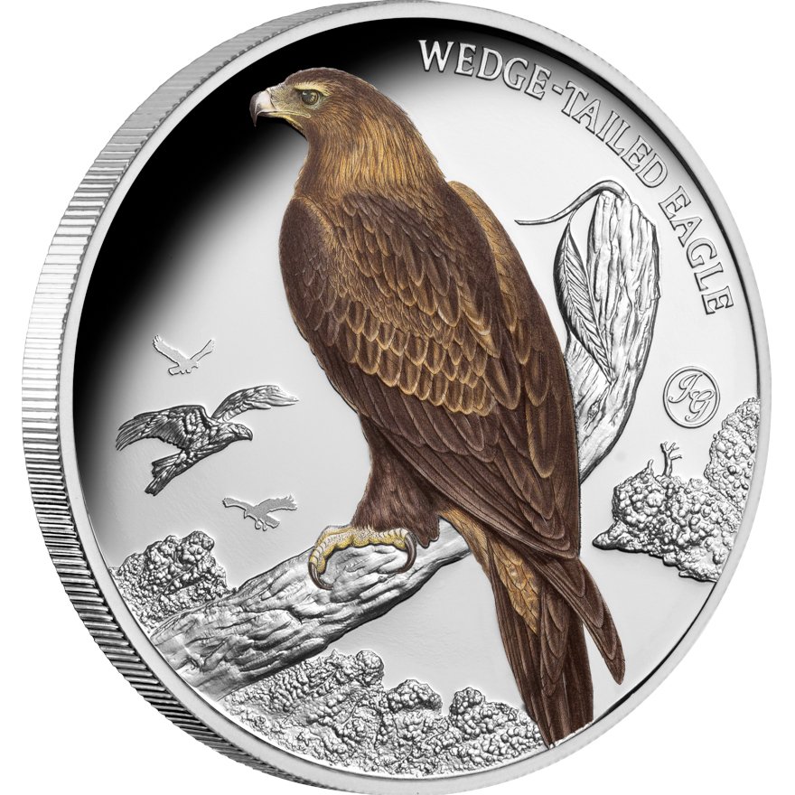 Side view of the Silver Wedge Tailed Eagle 1 oz proof - 2025
