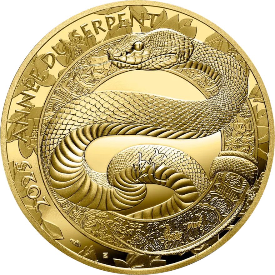 Front of Gold Lunar Jahr der Schlange 1/4 oz PP - Monnaie de Paris