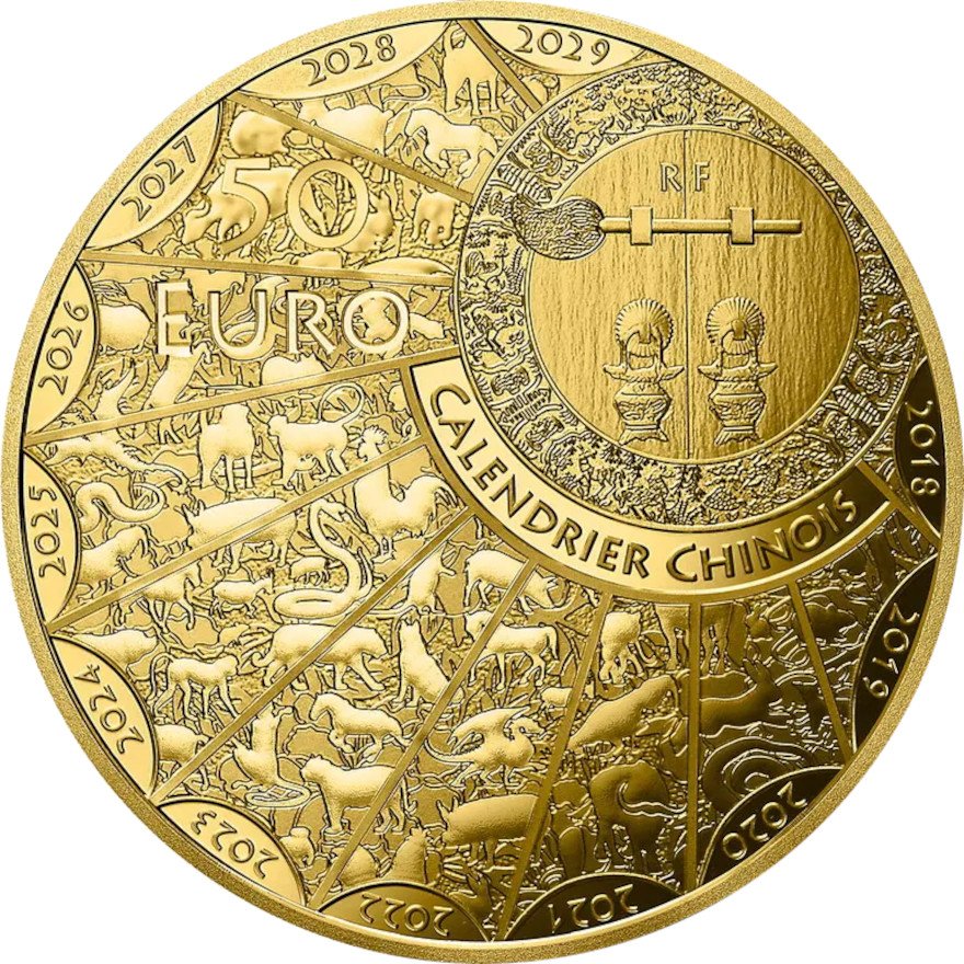 Back of Gold Lunar Jahr der Schlange 1/4 oz PP - Monnaie de Paris