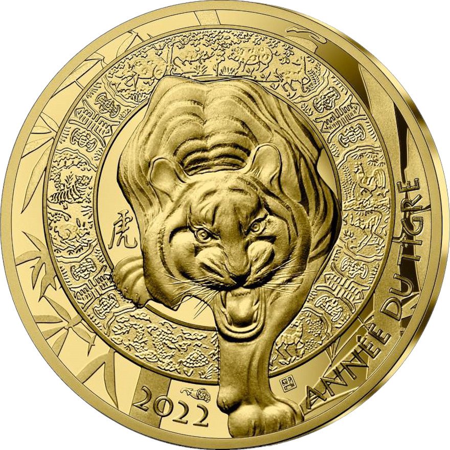 Front of Gold Lunar Jahr des Tigers 1/4 oz PP - Monnaie de Paris