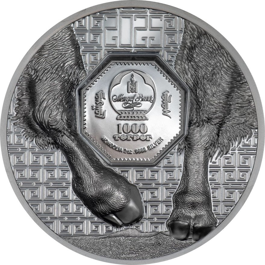 Back of the Silver Bison 2 oz Black Proof - High Relief 2025