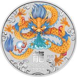 Silber Lunar Drache 1000 g coloriert - 2024