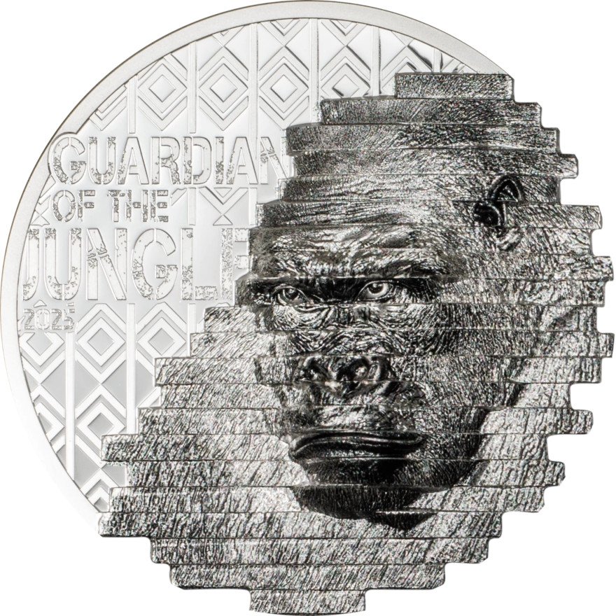 Front of the Silver Reconstruction Gorilla 2 oz - Ultra High Relief 2025