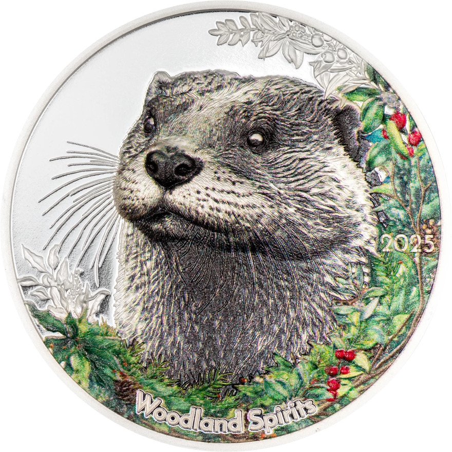 Front of the Silver Woodland Spirits - Otter 1 oz PP - High Relief 2025