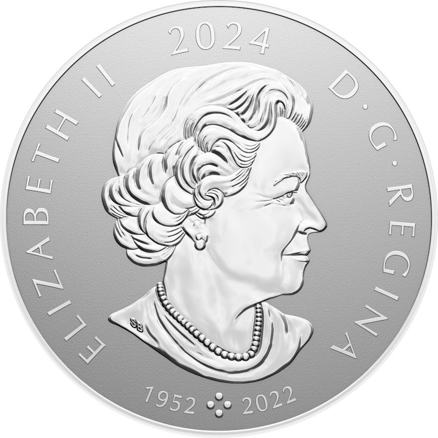 Front of the Silver Pulsating Maple Leaf 1000 g RP - 2024