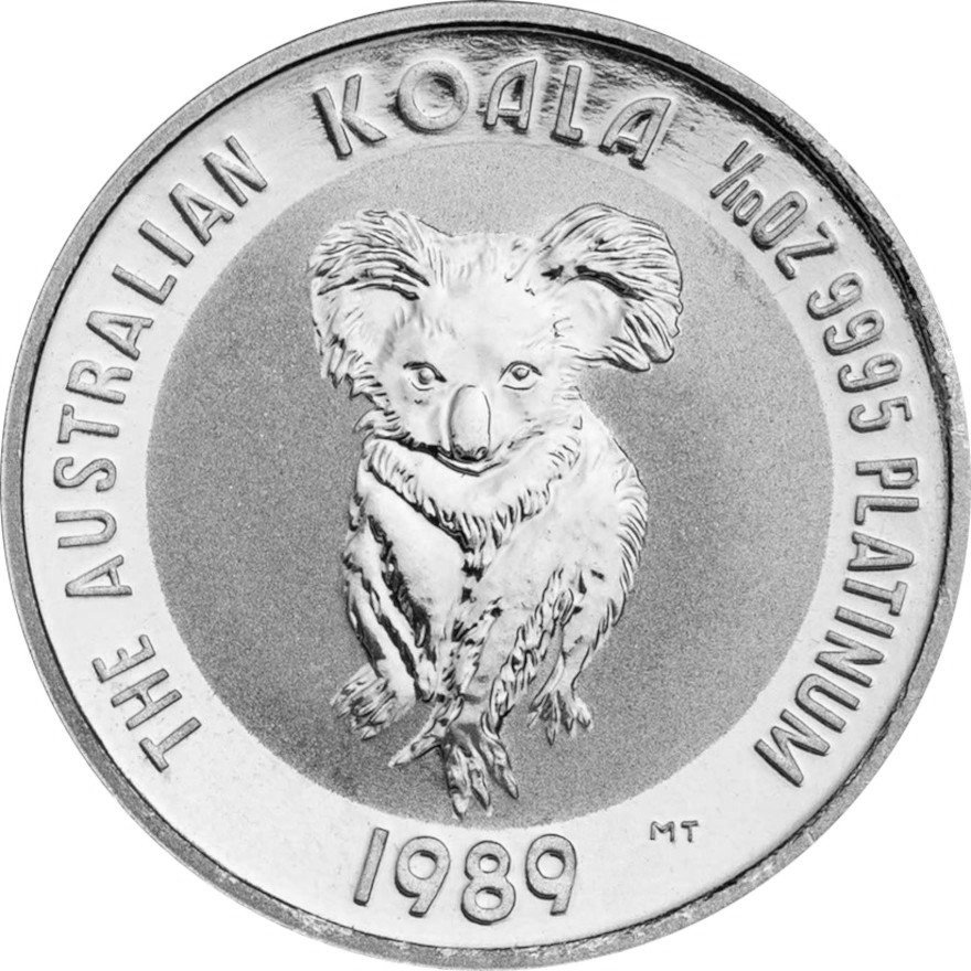 Front of the Platin Koala 1/10 oz - diverse Jahrgänge