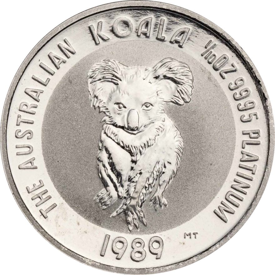 Front of the Platin Koala 1/10 oz - diverse Jahrgänge