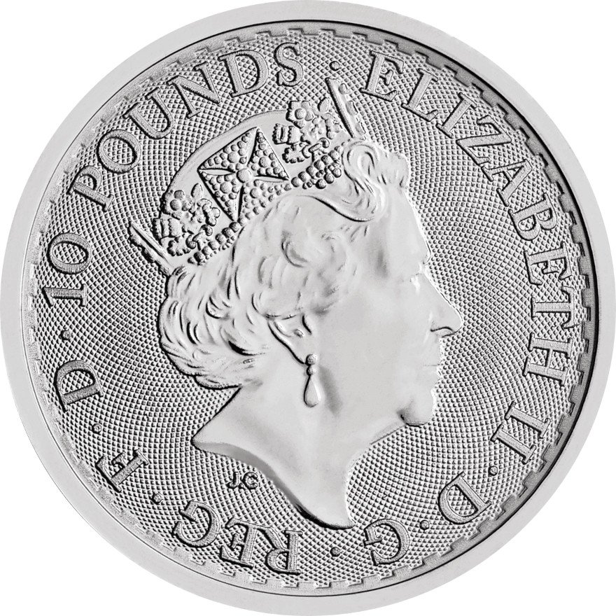 Back of the Platinum Britannia 1/10 oz - random years (QUEEN)