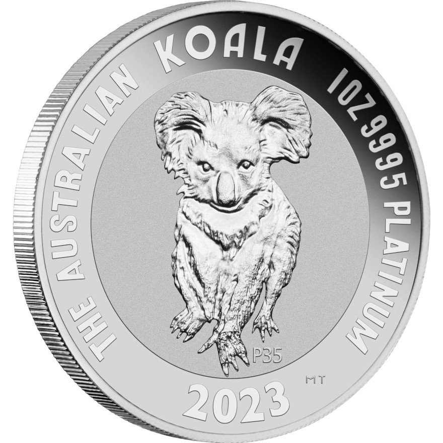 Side view of the Platinum Koala 1 oz - 35th Anniversary - 2023