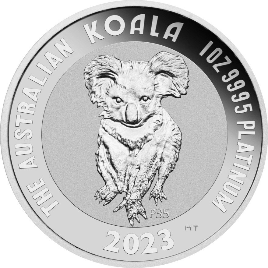 Front of the Platinum Koala 1 oz - 35th Anniversary - 2023