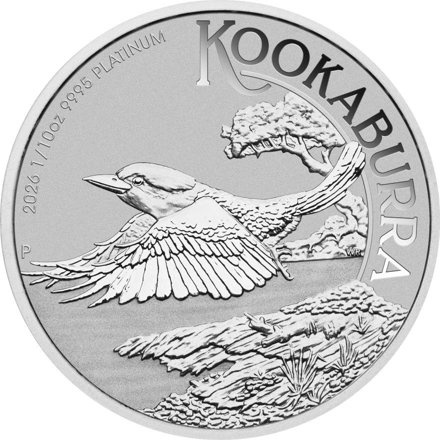 Front of Platinum Kookaburra 1/10 oz - 2026