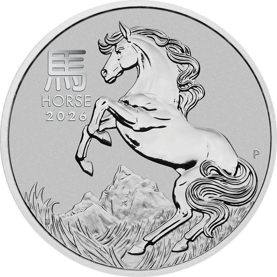 Front of the Platinum Lunar III 1 oz - Horse 2026