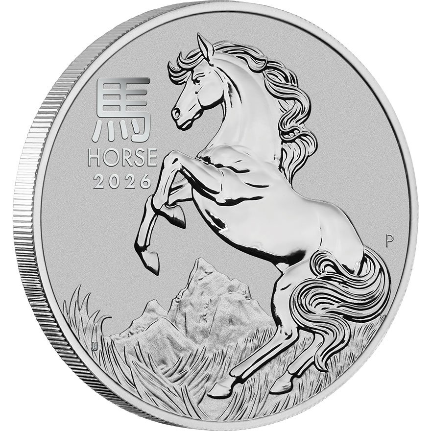 Side view of the Platinum Lunar III 1 oz - Horse 2026