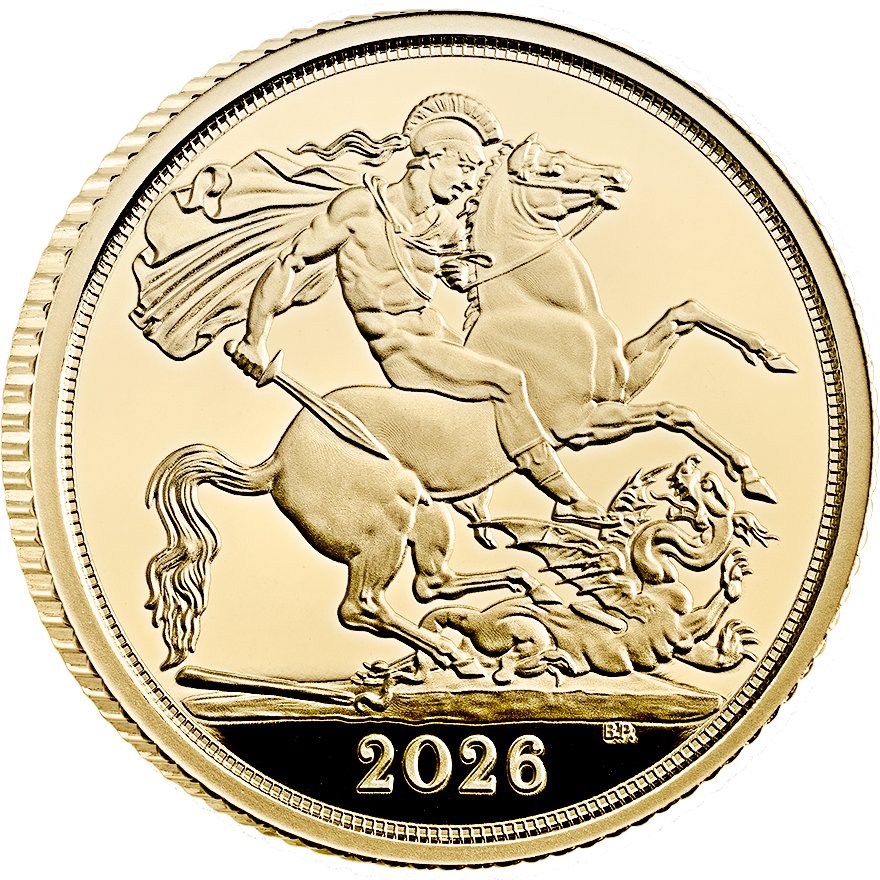Side view of the Gold Half Sovereign Proof - 2026