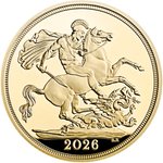 Front of the Gold Sovereign Proof - 2026