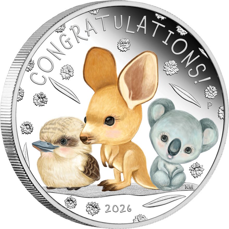 Side view of Silver Newborn Baby 1/2 oz Proof - 2026