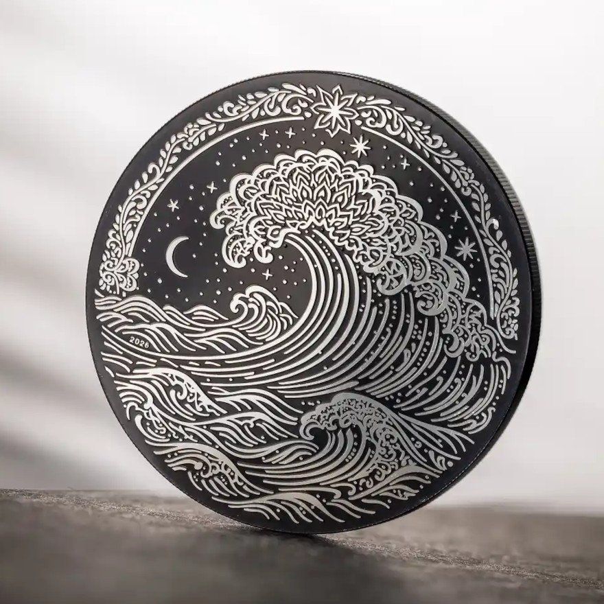 Front of the Silver Wave Obsidian Black 1 oz  2026