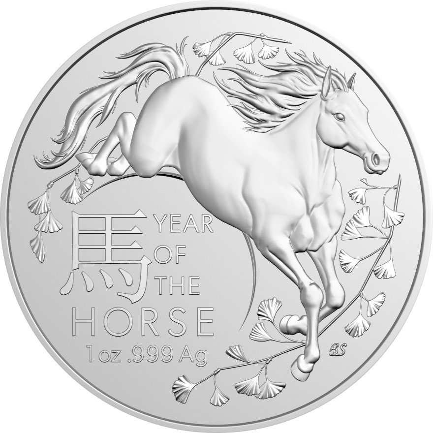 Front of the Silver Lunar Horse 1 oz - RAM 2026