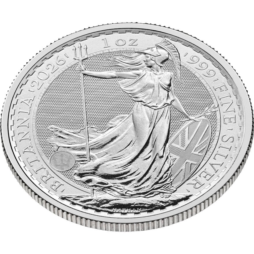 Side view of the Silver Britannia 1 oz - 2026