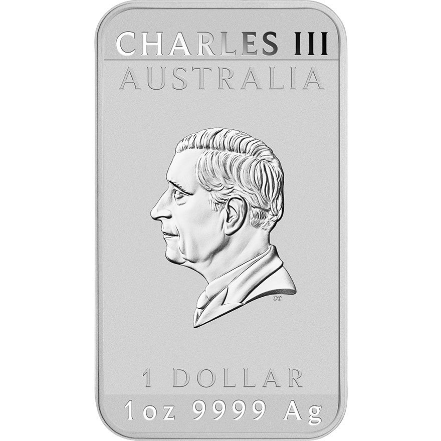 Side view of the Silver Dragon Rectangle 1 oz - 2025