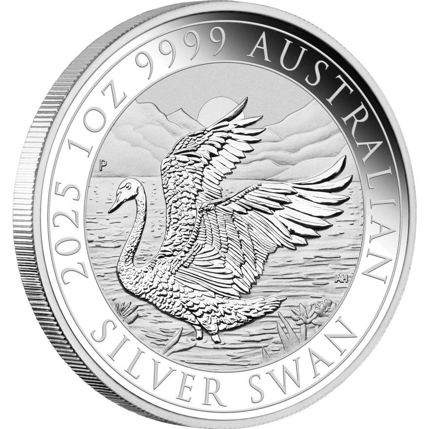 Side view of the Silver Swan 1 oz - 2025