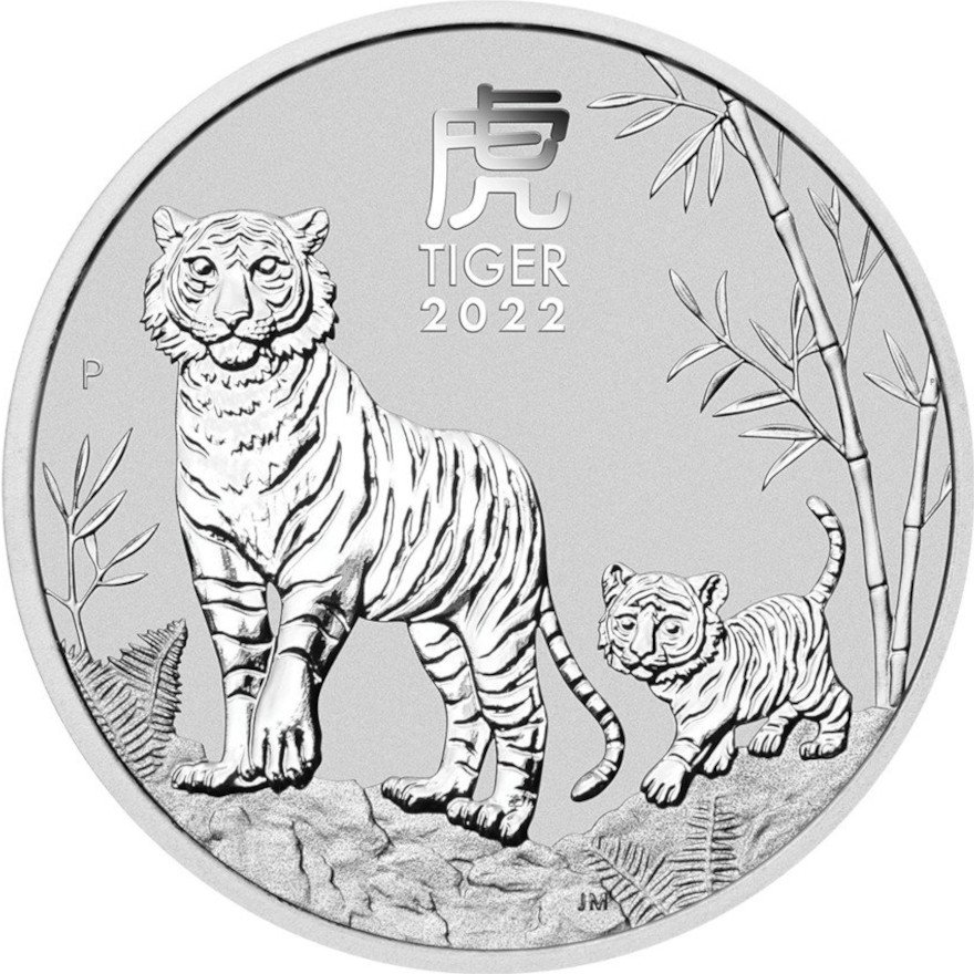 Front of the Silver Lunar III 1/2 oz - Tiger 2022