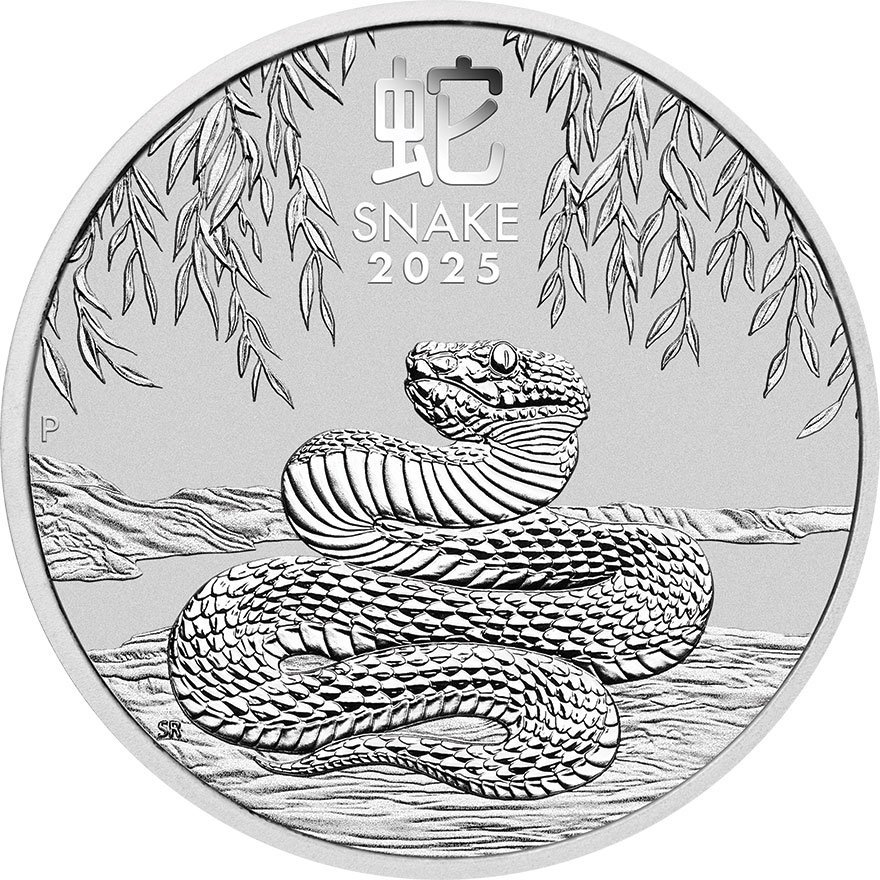 Front of the Silver Lunar III 1/2 oz - Snake 2025