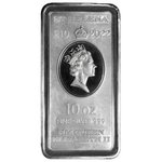 Front of the Silver St. Helena - The Queen's Virtues - 10 oz coin bar - 2022