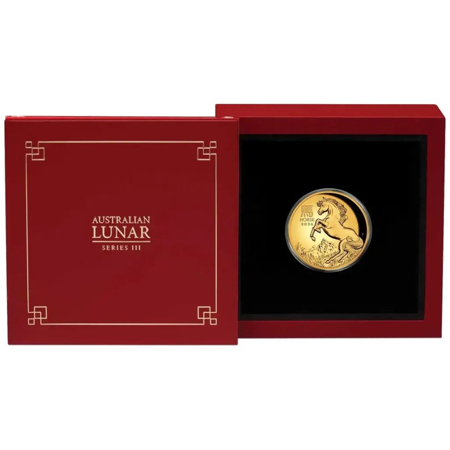 Coin case of Gold Lunar III Pferd 1 oz PP - High Relief 2026