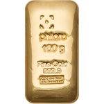 Front of the Gold bar 100 g cast - philoro