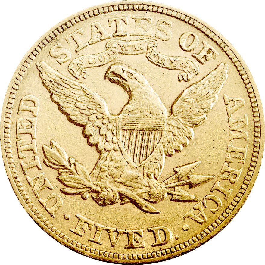 Front of the Liberty Head 5 Dollars - random years